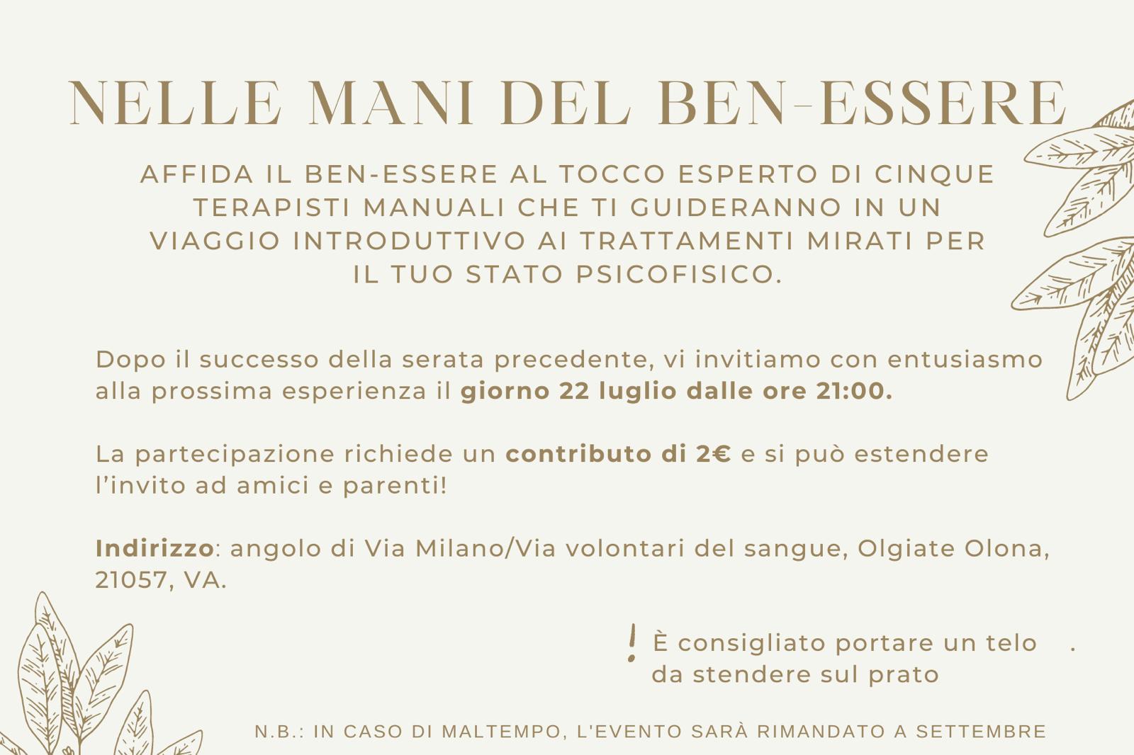 Evento 2: Nelle mani del benessere