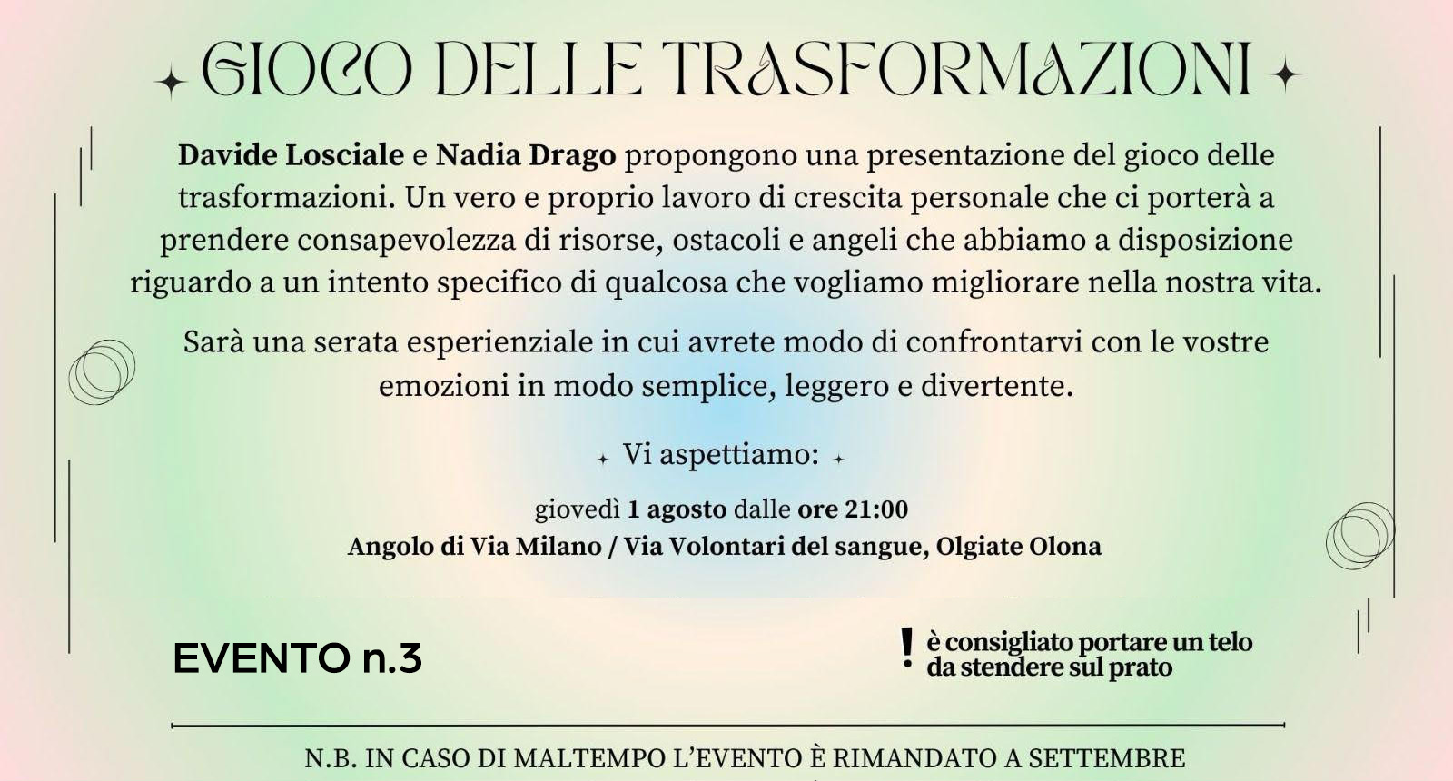 Evento 3: Gioco delle trasformazioni